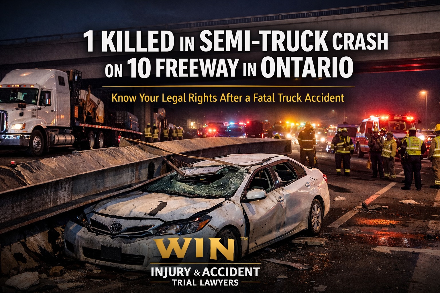 1 Killed After Semi-Truck Hits Fallen Beam on 10 Freeway in Ontario ...