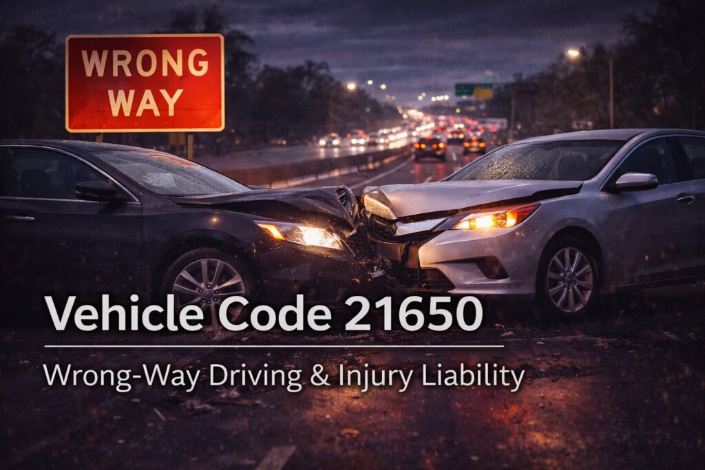 Vehicle Code 21650 Wrong Way